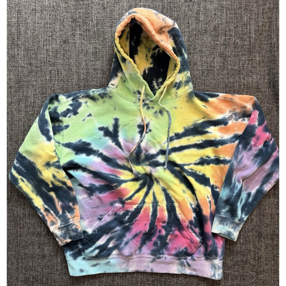Exist Hoodie M Womens Tie Dyed Sweatshirt Hippie Boho Grunge Distressed Y2K